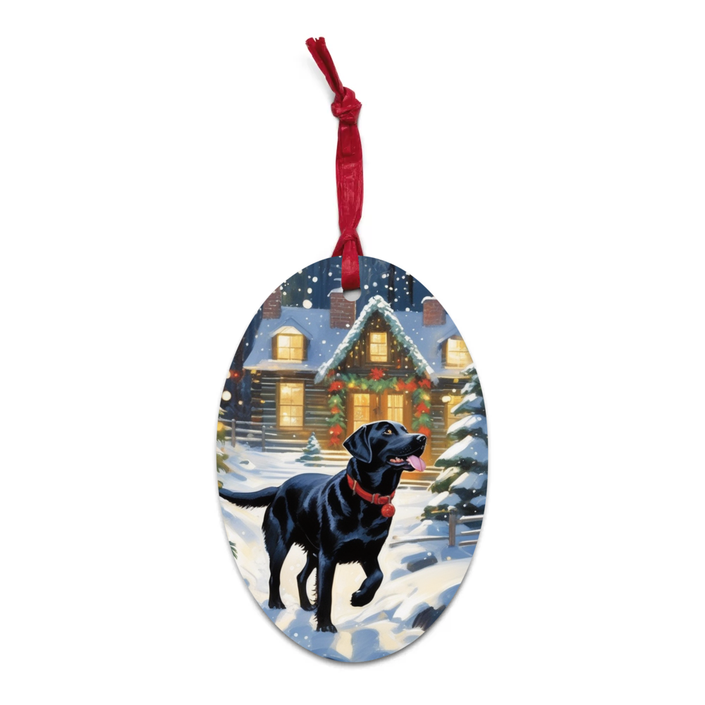 PugMug Custom Black Labrador Retriever Wooden Ornament