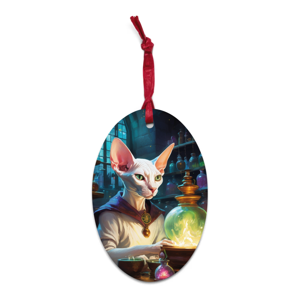 PugMug Custom White Sphynx Cat Wooden Ornament