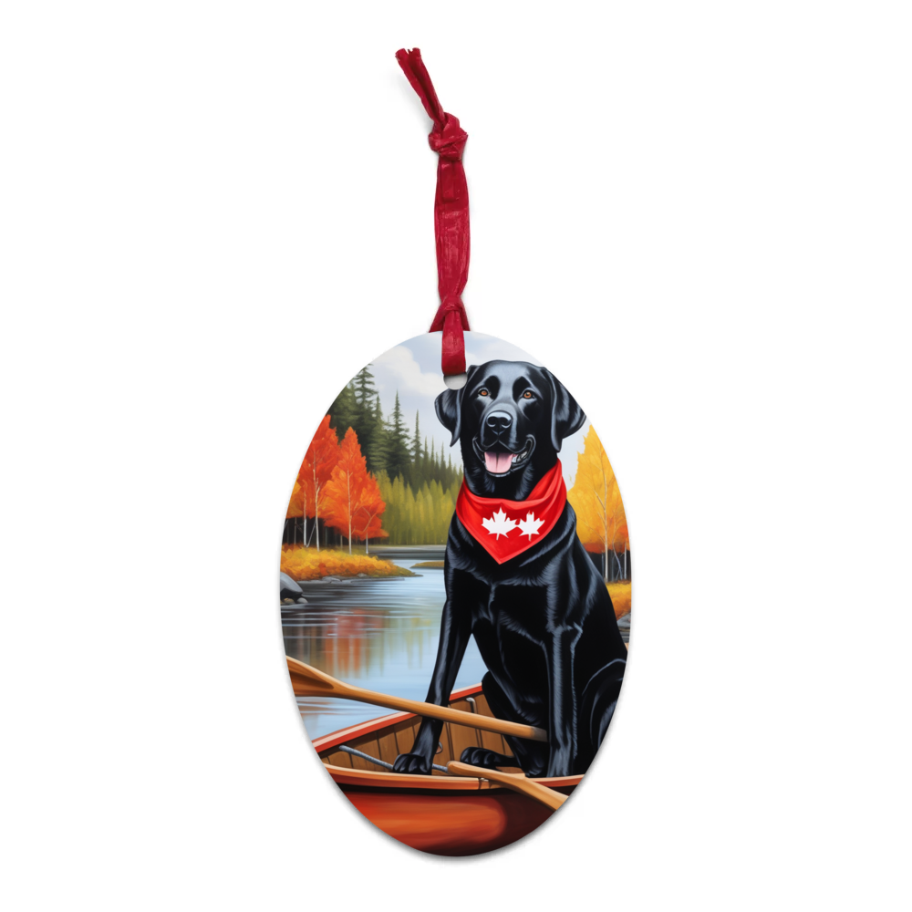 PugMug Custom Black Labrador Retriever Wooden Ornament