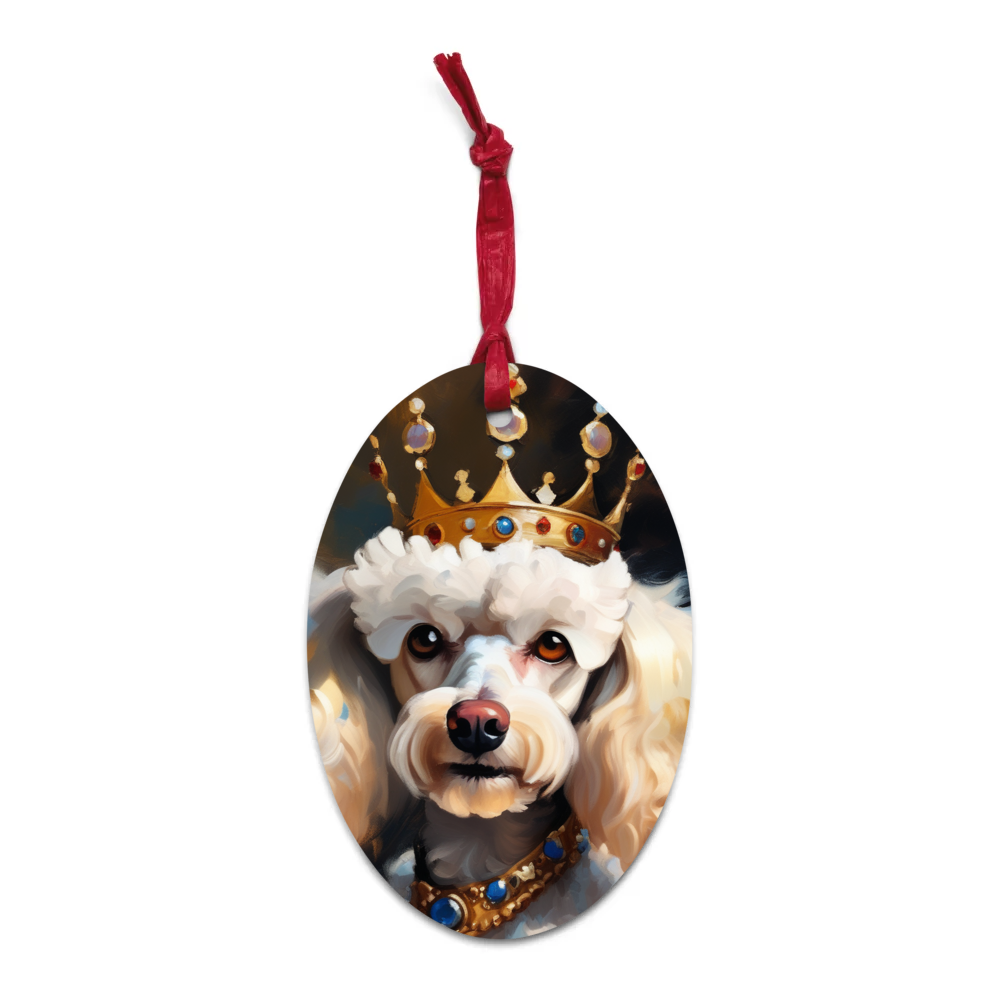 PugMug Custom White Poodle Wooden Ornament