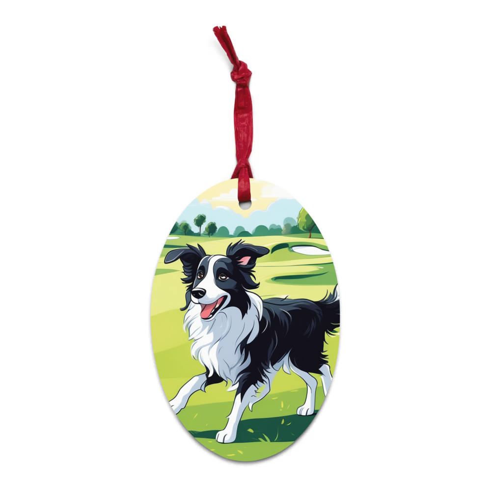 PugMug Custom Border Collie Wooden Ornament