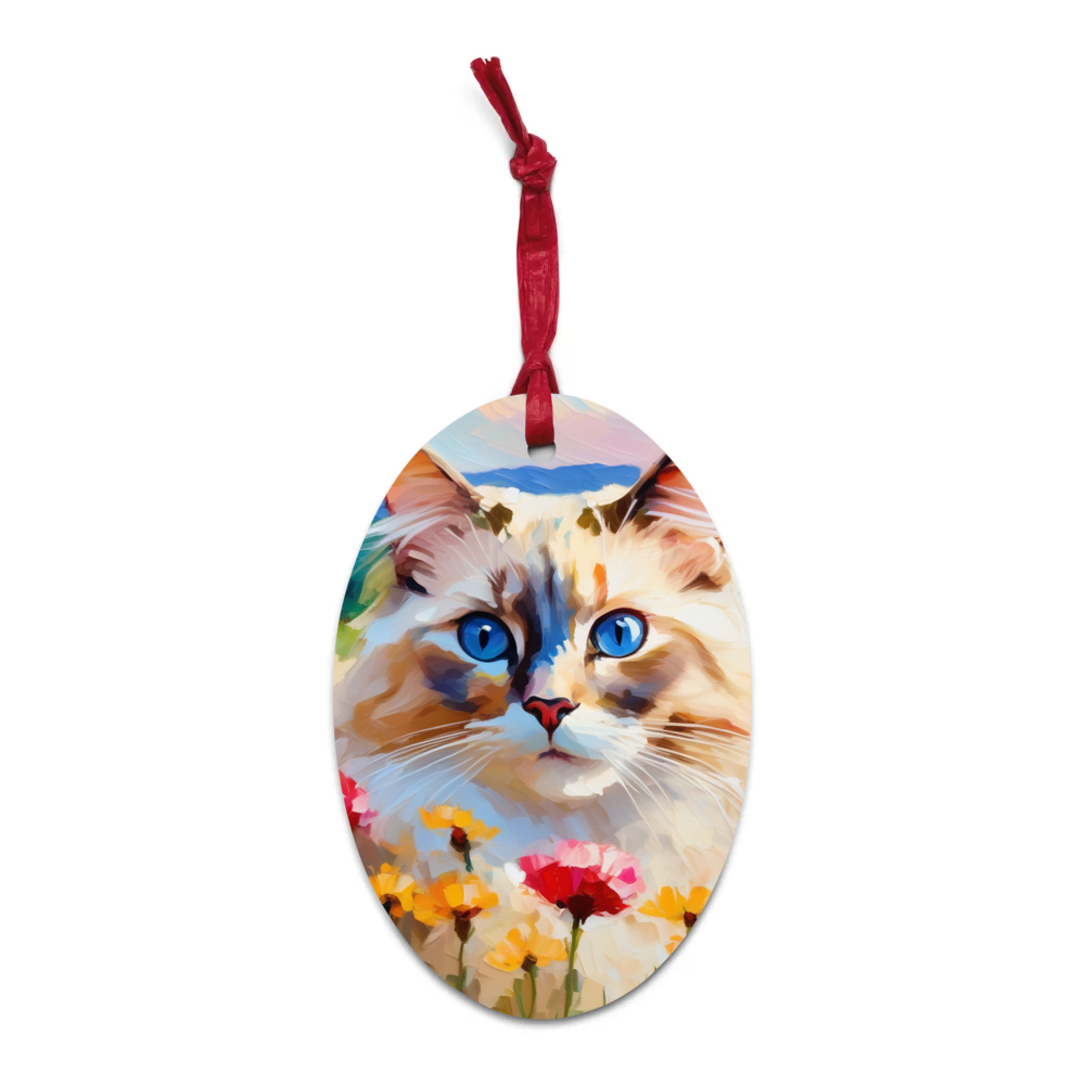 PugMug Custom Tabby Ragdoll Cat Wooden Ornament