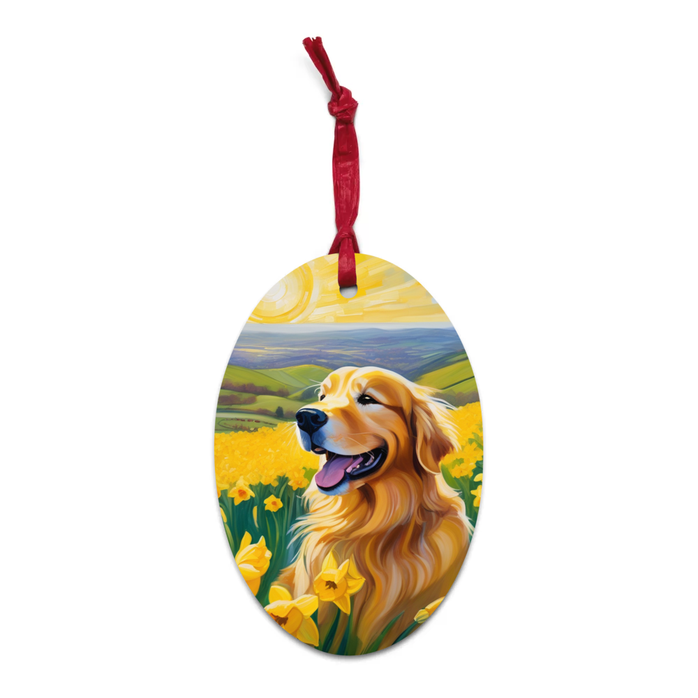 PugMug Custom Golden Retriever Wooden Ornament