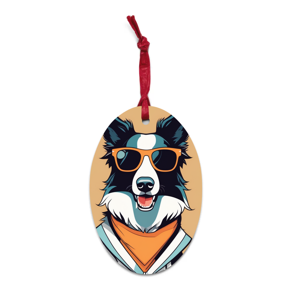PugMug Custom Border Collie Wooden Ornament