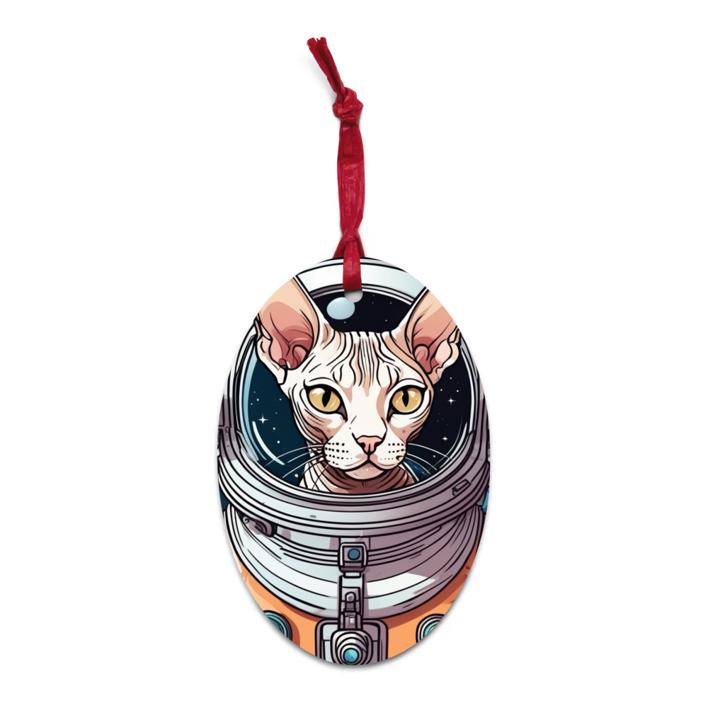 PugMug Custom Tabby Sphynx Cat Wooden Ornament