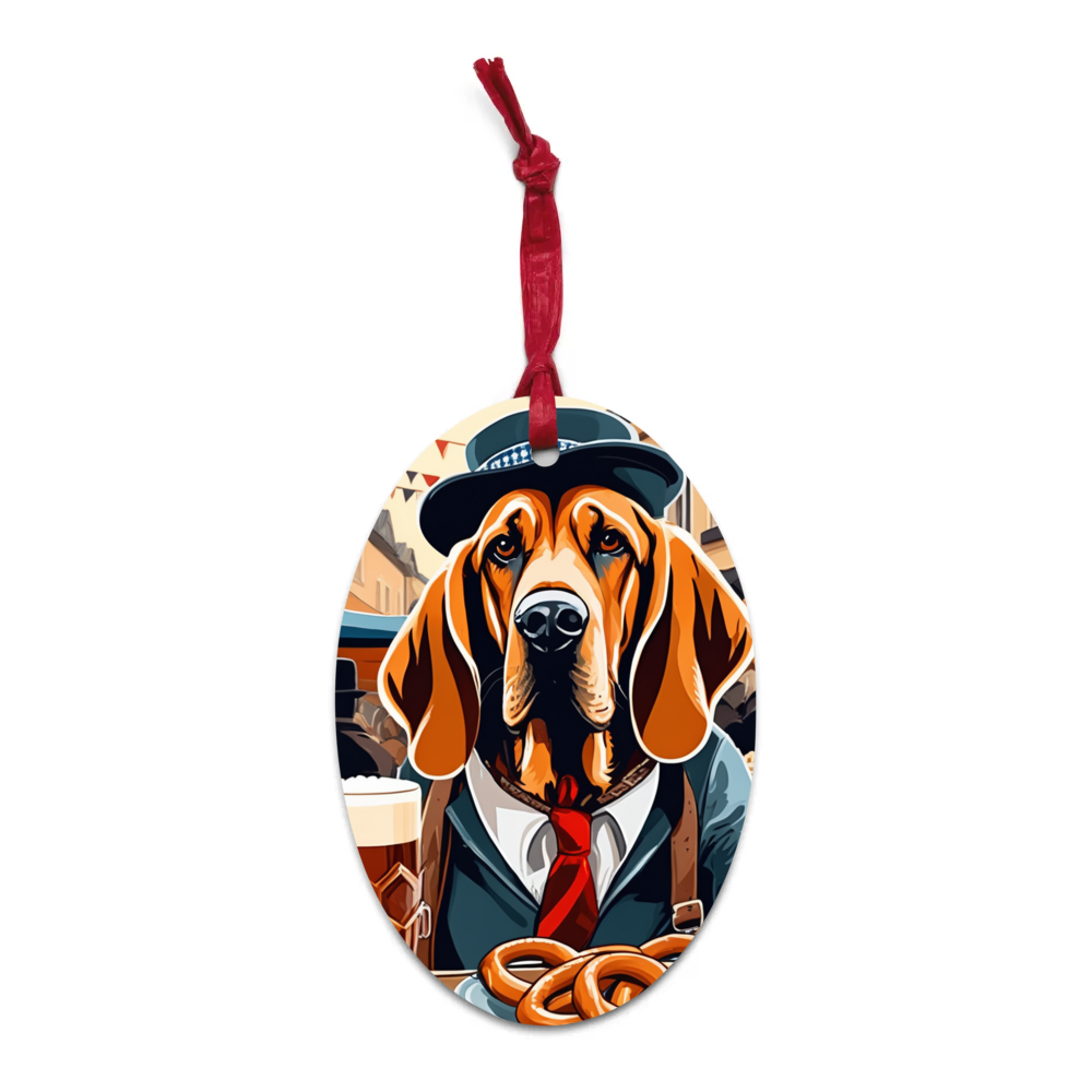 PugMug Custom Bloodhound Wooden Ornament