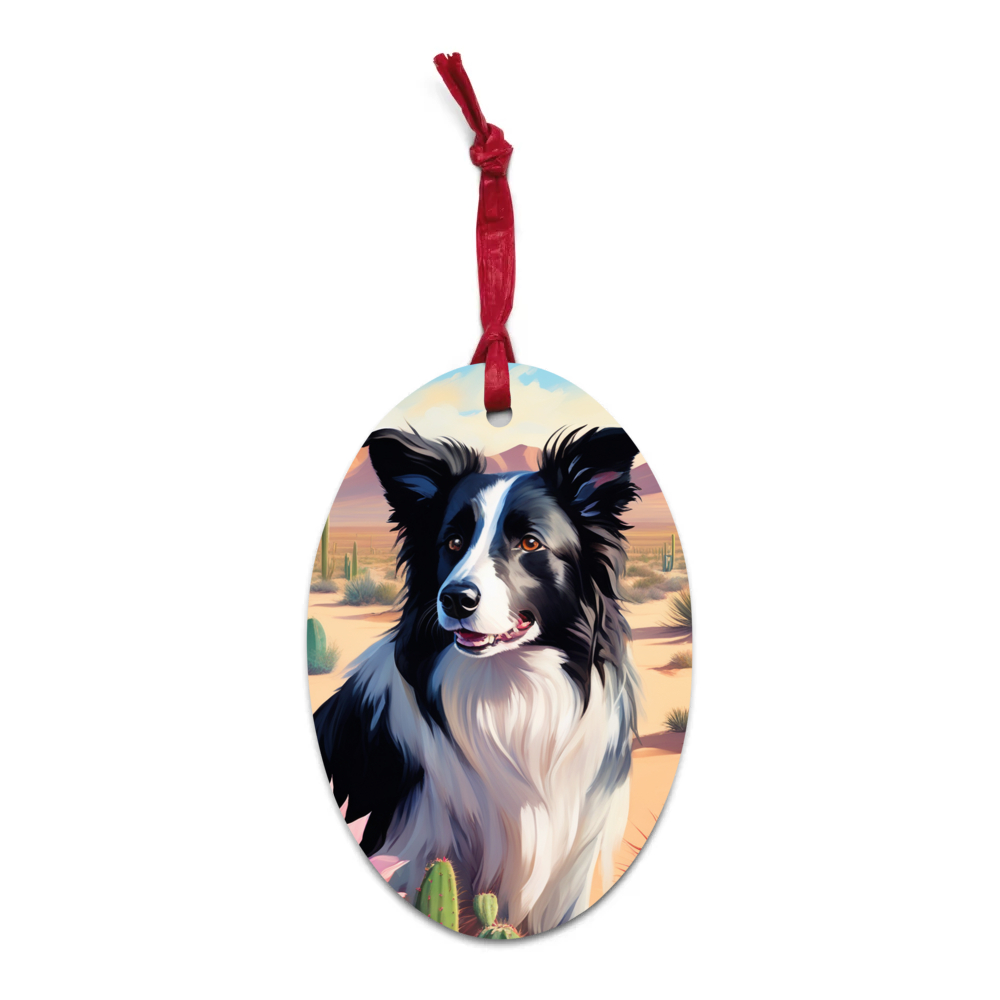 PugMug Custom Border Collie Wooden Ornament