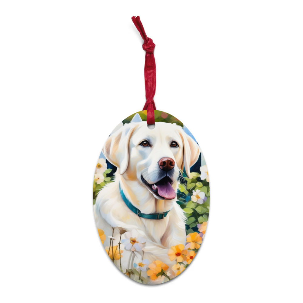 PugMug Custom White Labrador Retriever Wooden Ornament