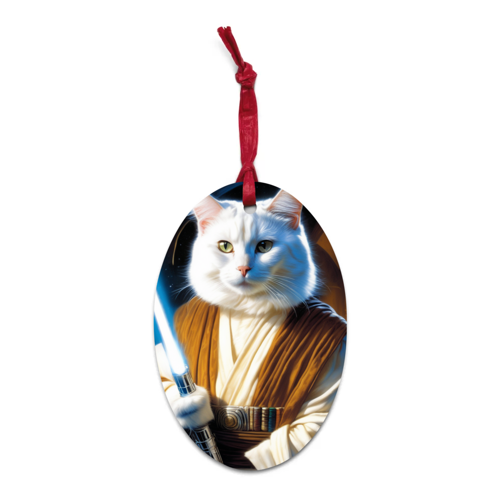 PugMug Custom White Companion Cat Wooden Ornament