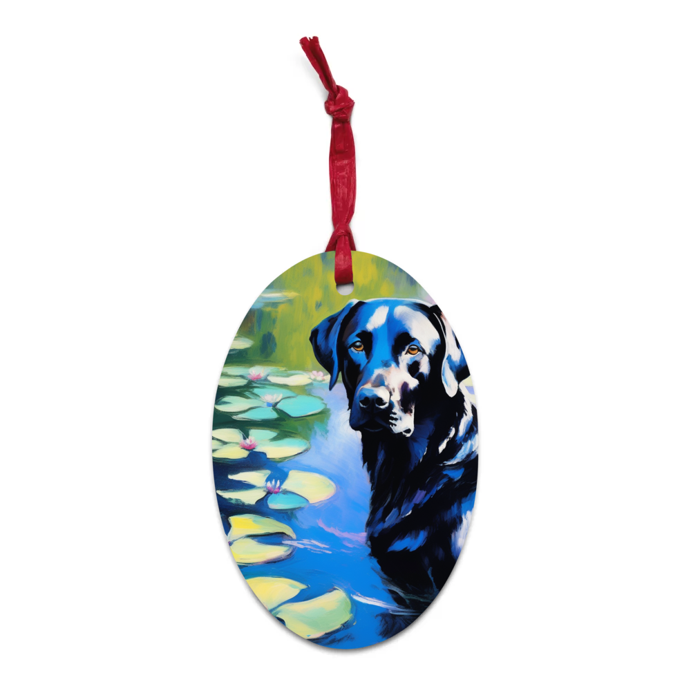 PugMug Custom Black Labrador Retriever Wooden Ornament