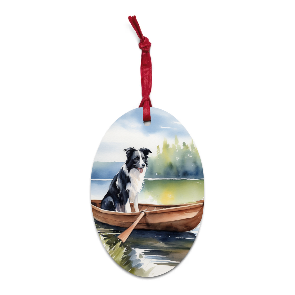 PugMug Custom Border Collie Wooden Ornament