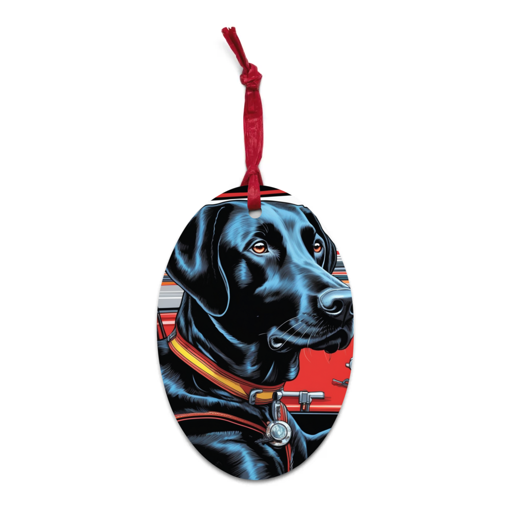 PugMug Custom Black Labrador Retriever Wooden Ornament