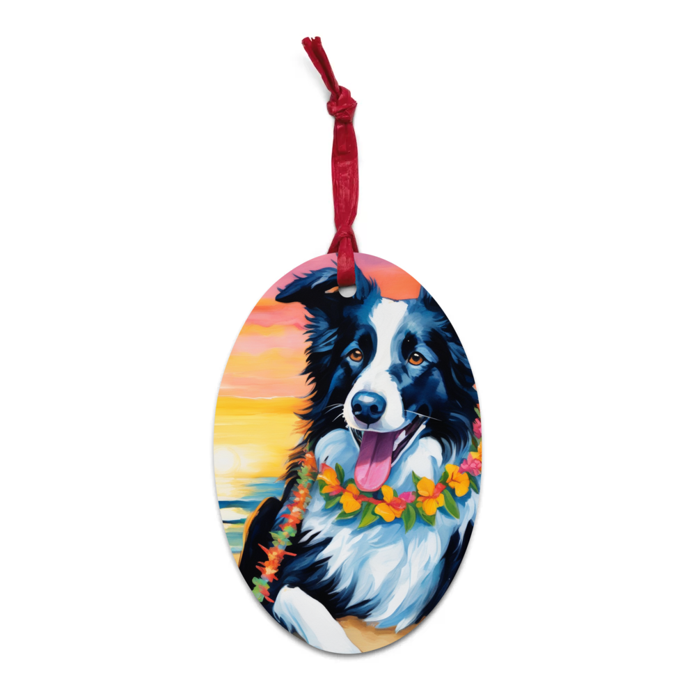 PugMug Custom Border Collie Wooden Ornament