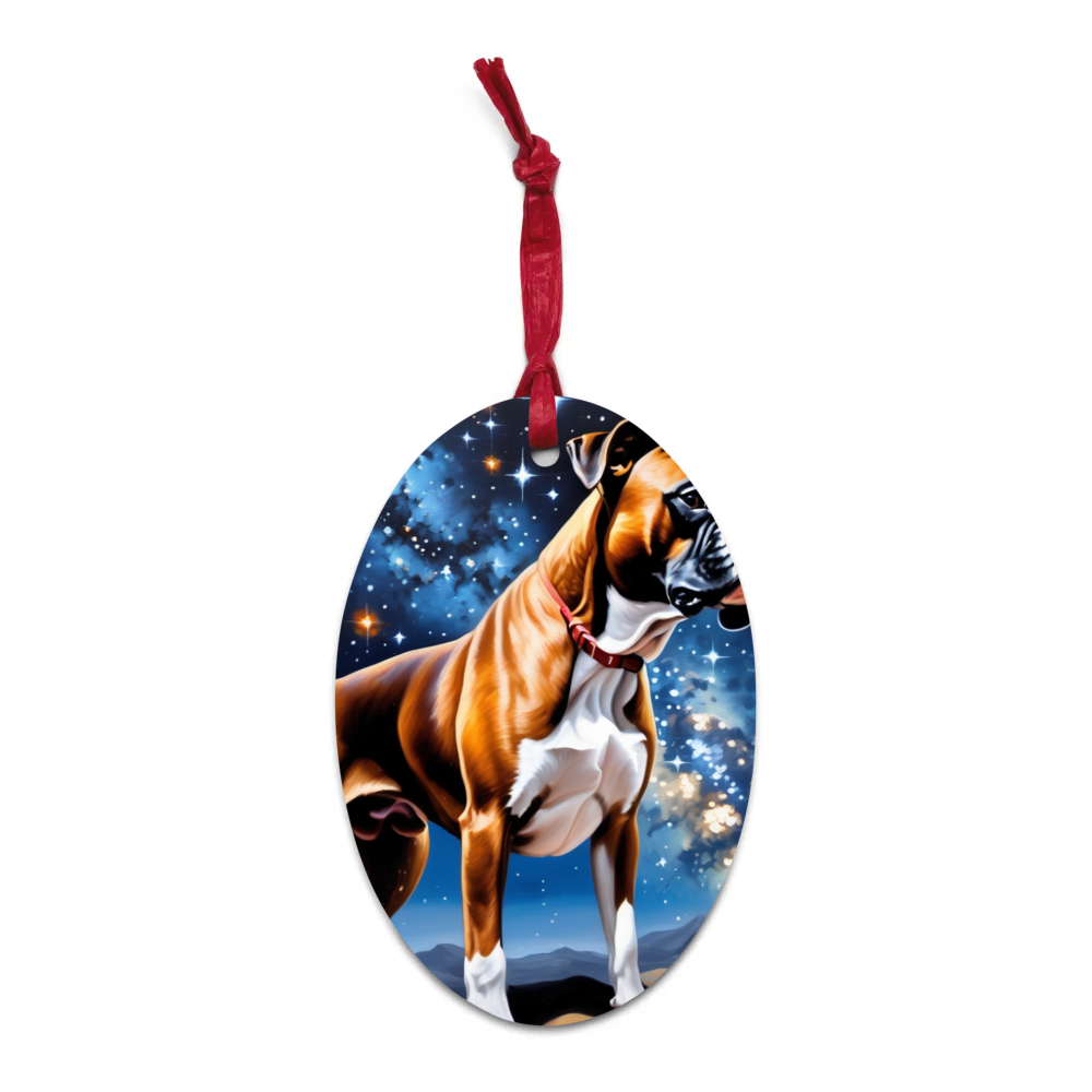 PugMug Custom Boxer Dog Wooden Ornament