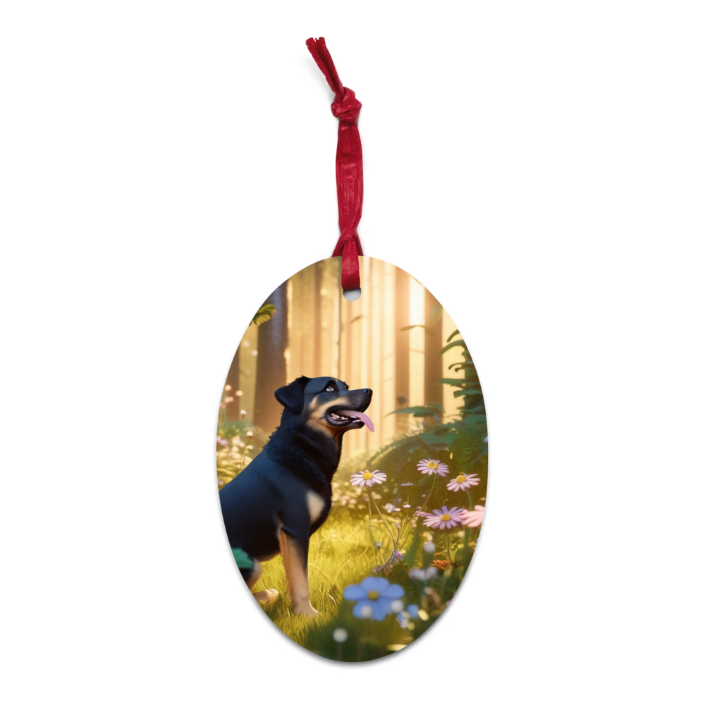 PugMug Custom Blue Wooden Ornament