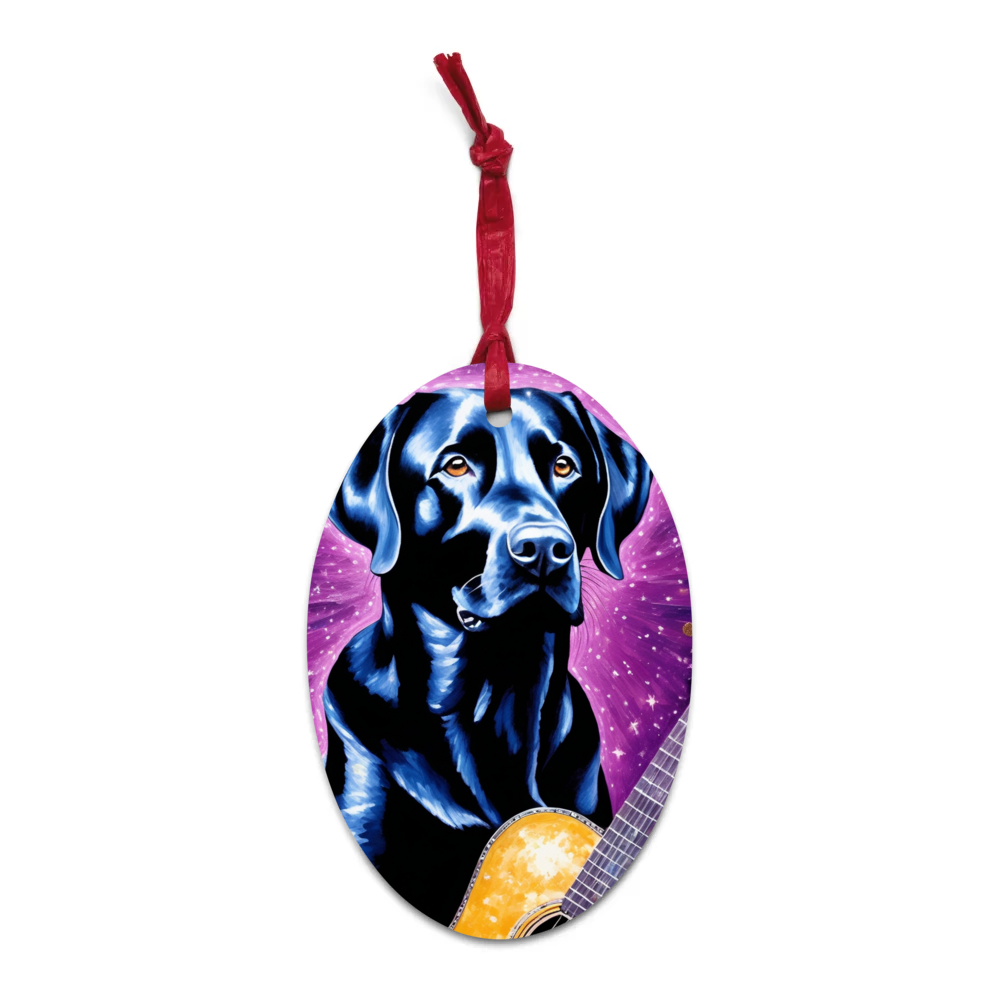 PugMug Custom Black Labrador Retriever Wooden Ornament