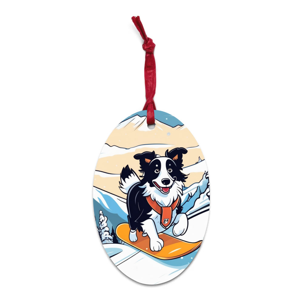 PugMug Custom Border Collie Wooden Ornament