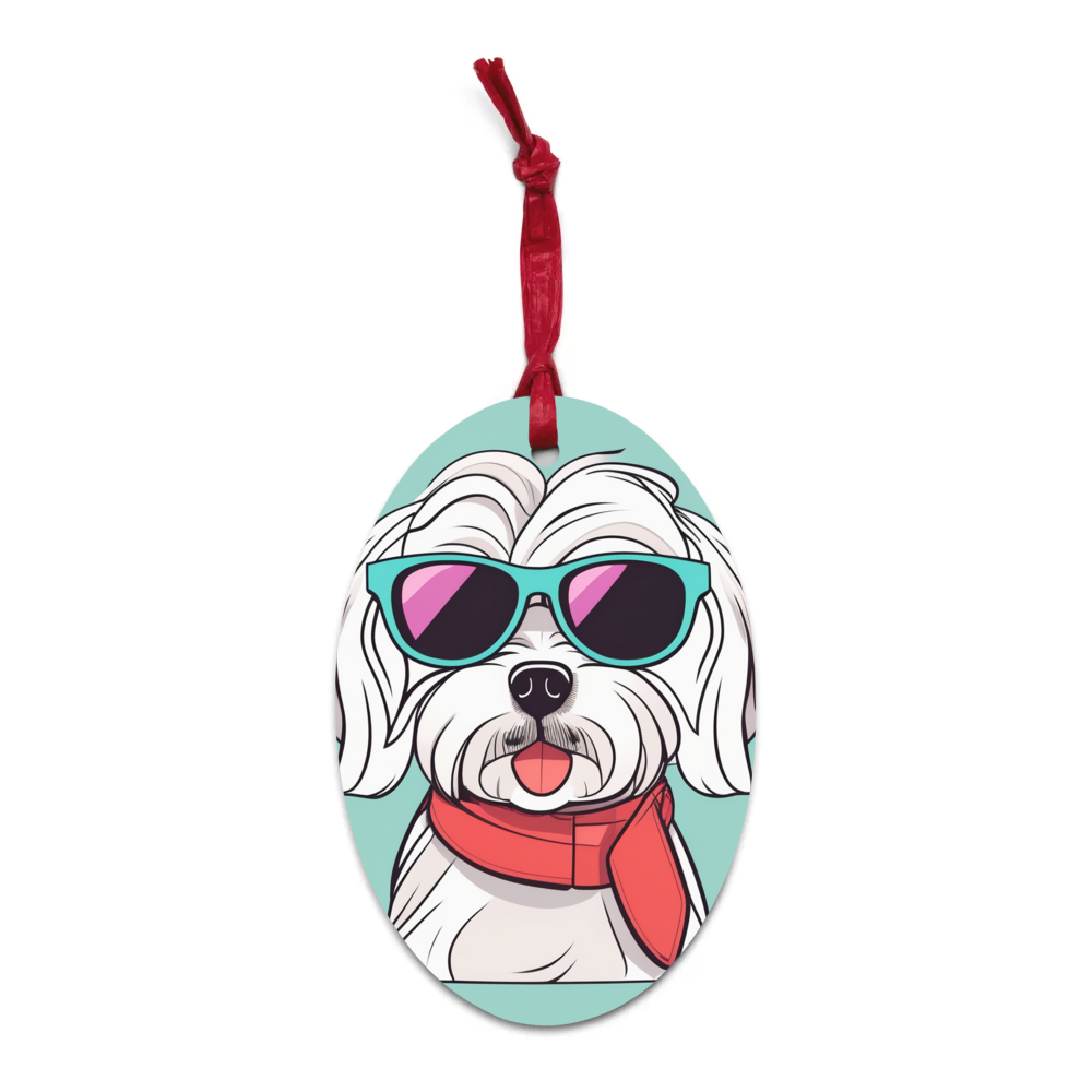 PugMug Custom Maltese Dog Wooden Ornament