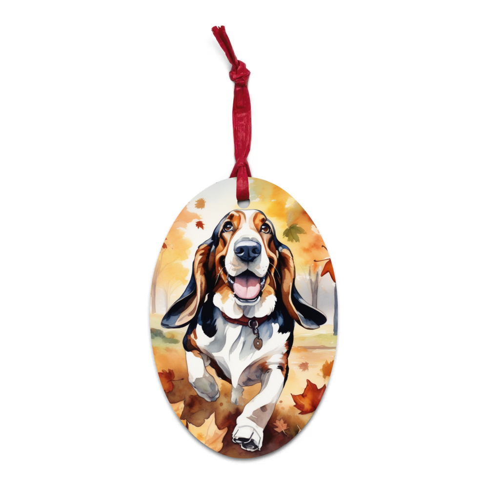 PugMug Custom Basset Hound Wooden Ornament