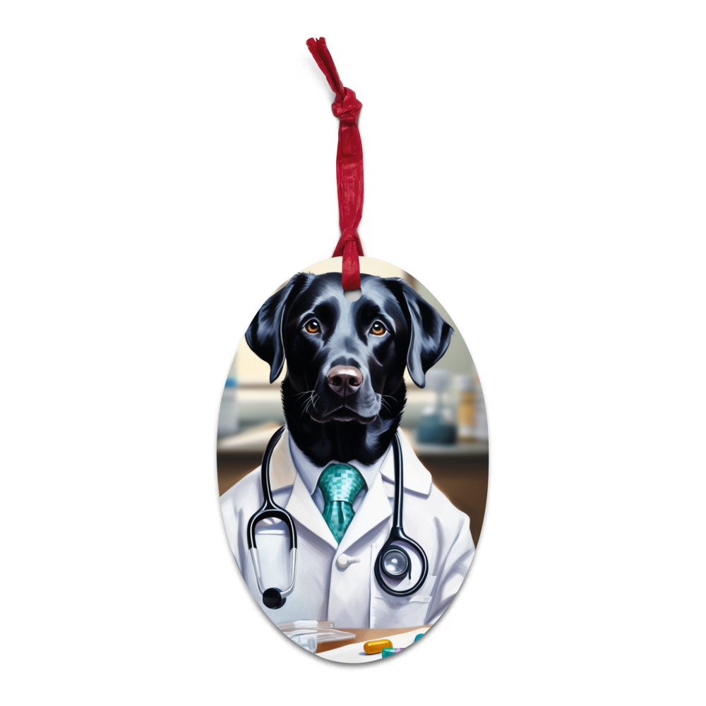 PugMug Custom Black Labrador Retriever Wooden Ornament