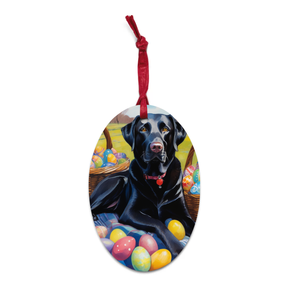 PugMug Custom Black Labrador Retriever Wooden Ornament