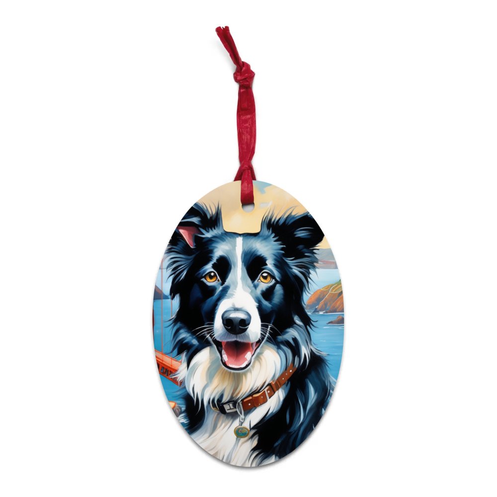 PugMug Custom Border Collie Wooden Ornament