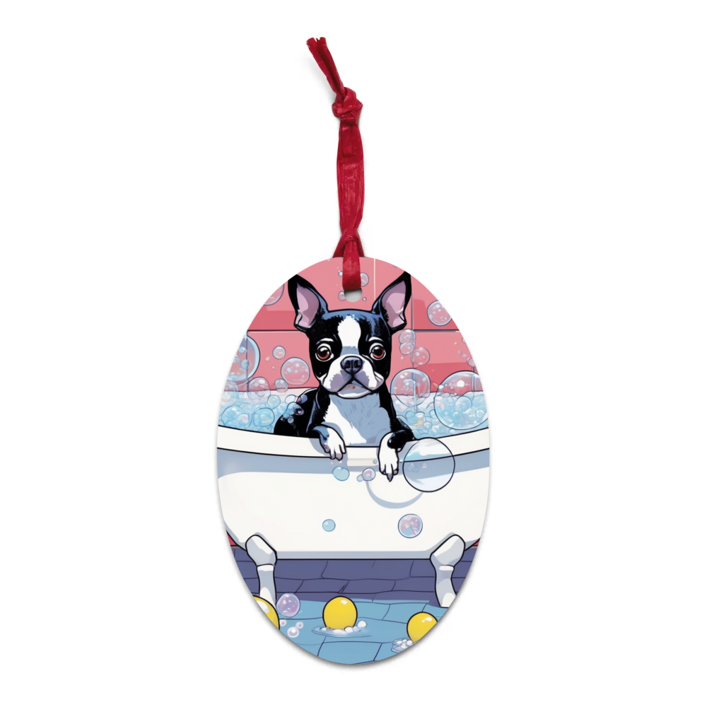 PugMug Custom Boston Terrier Wooden Ornament