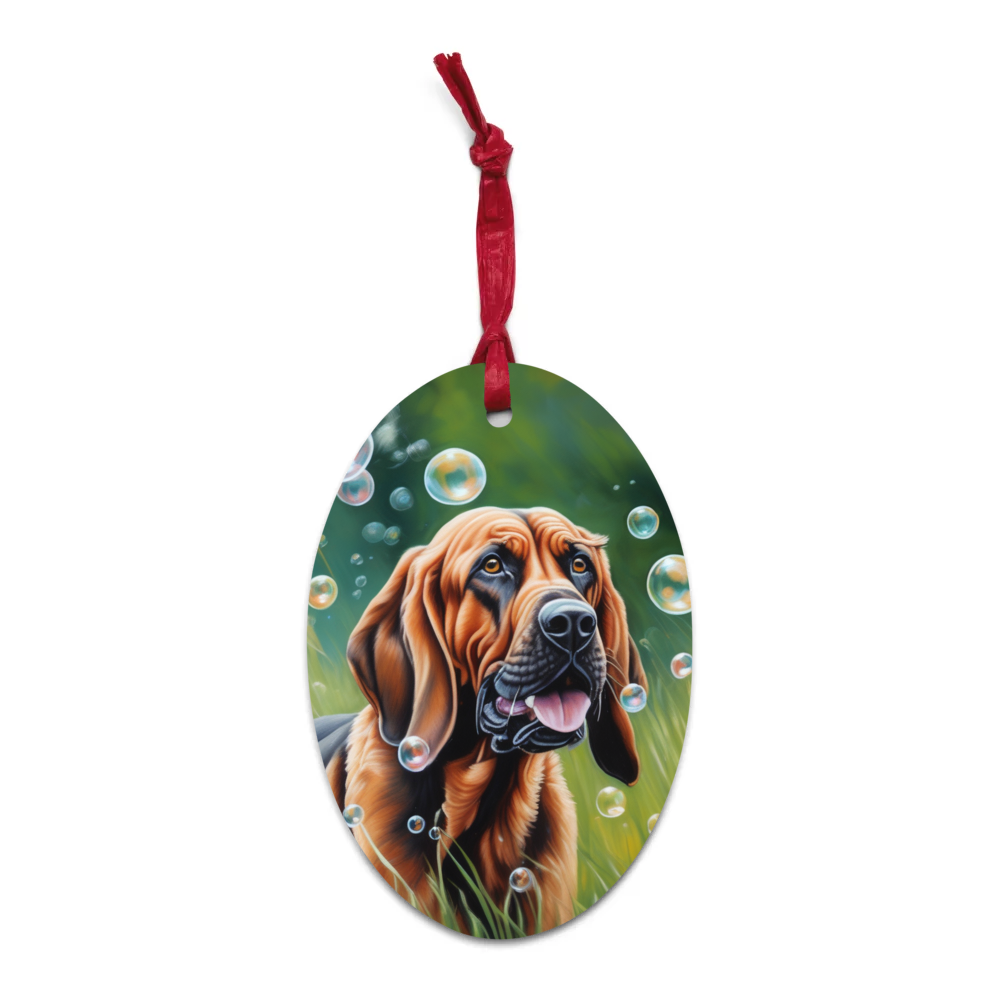 PugMug Custom Bloodhound Wooden Ornament