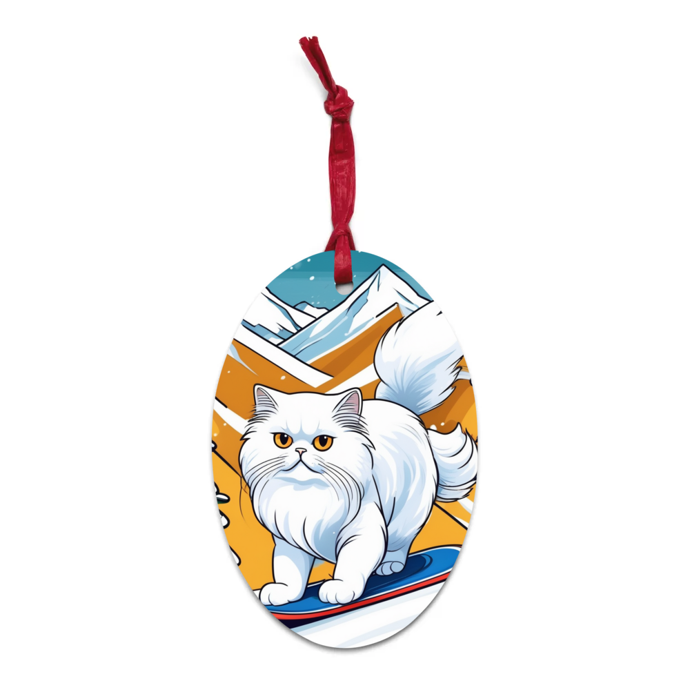 PugMug Custom White Persian Cat Wooden Ornament