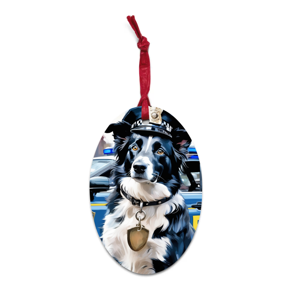 PugMug Custom Border Collie Wooden Ornament