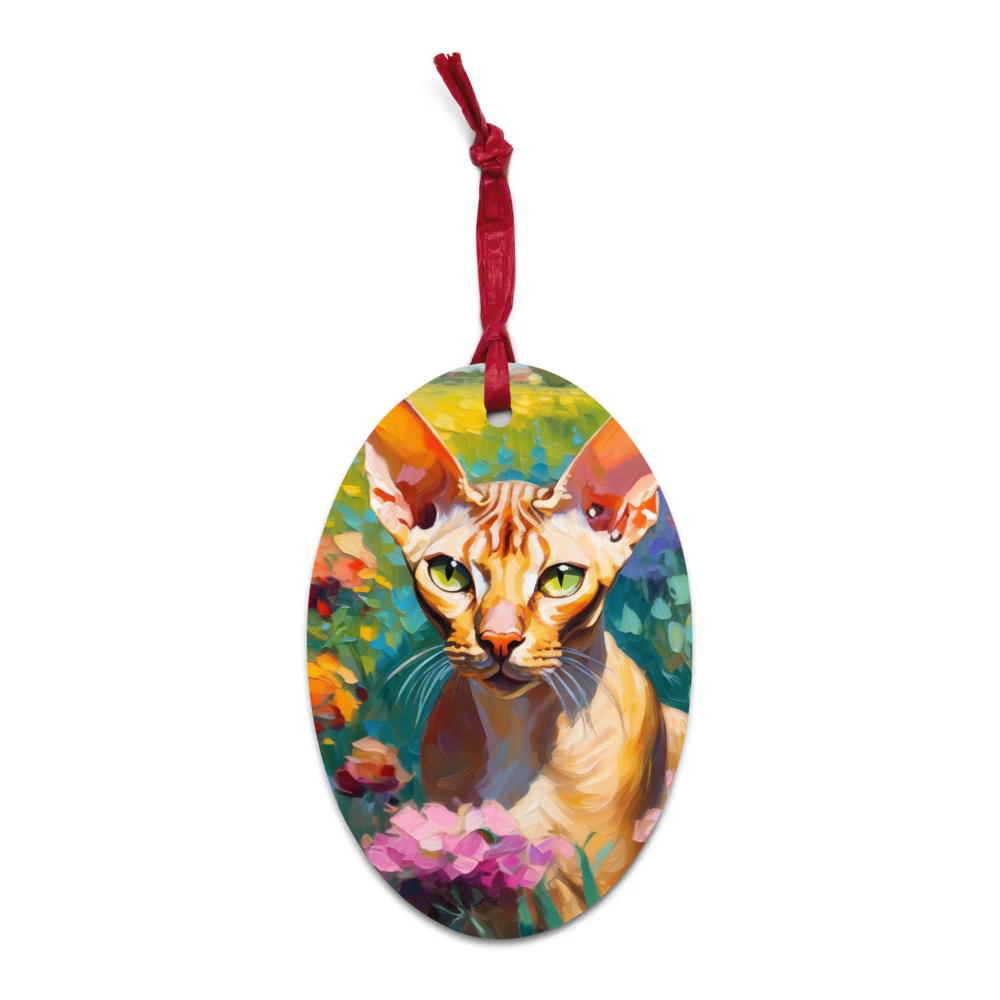 PugMug Custom Tabby Sphynx Cat Wooden Ornament