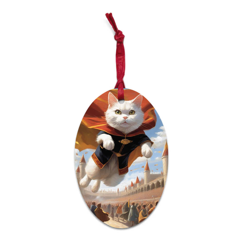 PugMug Custom White Companion Cat Wooden Ornament