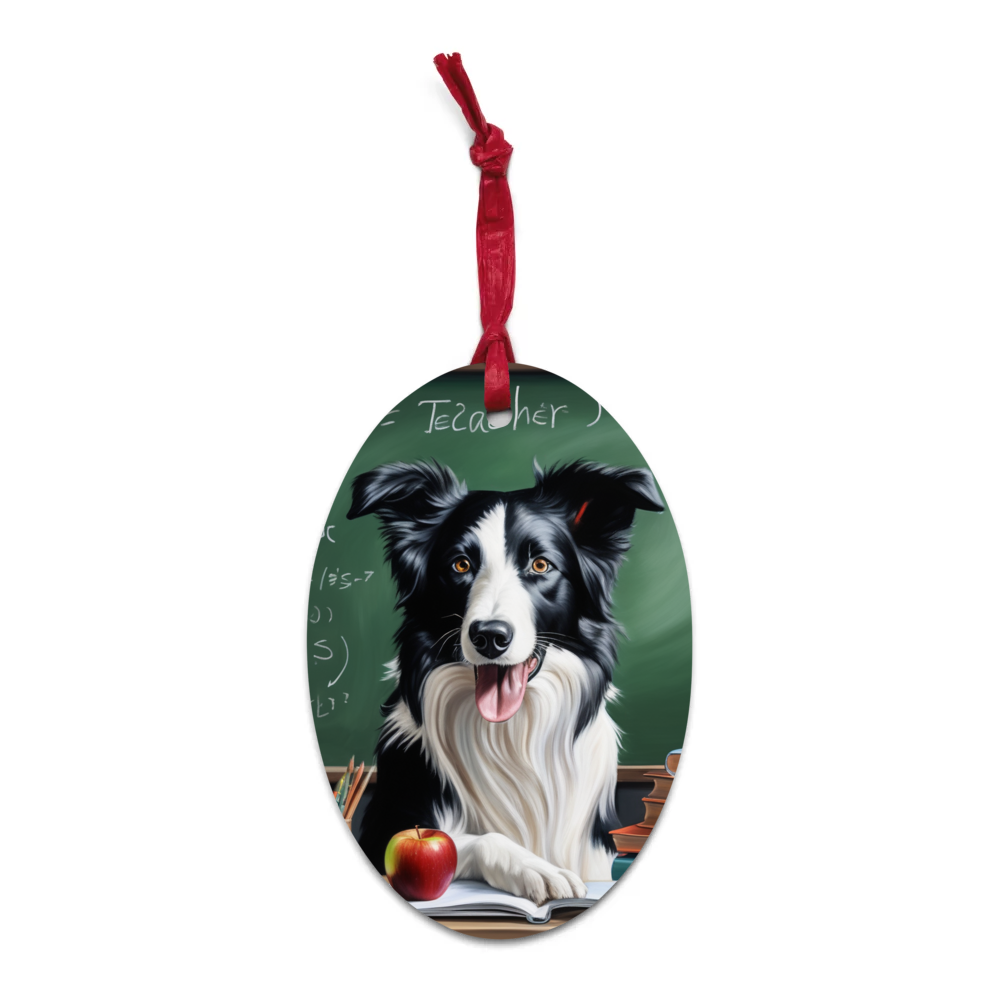 PugMug Custom Border Collie Wooden Ornament