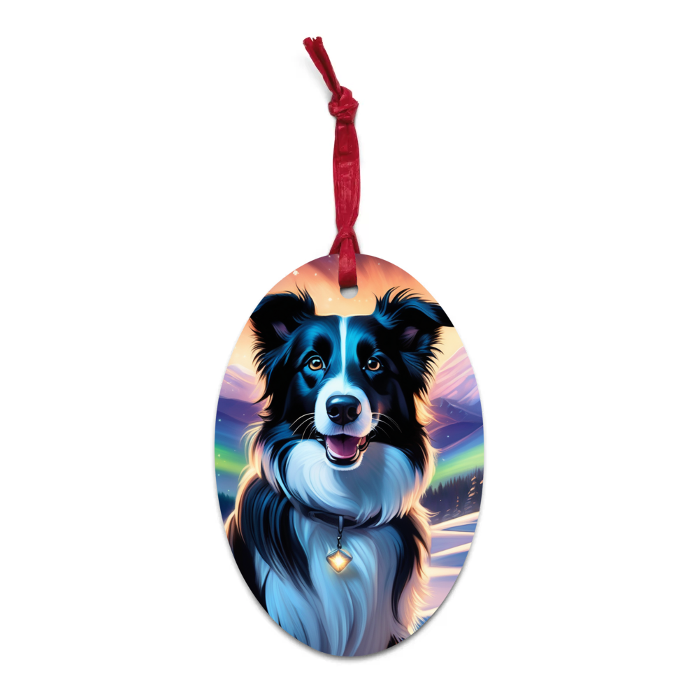 PugMug Custom Border Collie Wooden Ornament