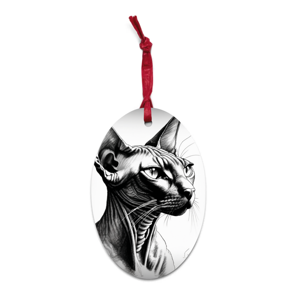 PugMug Custom Black Sphynx Cat Wooden Ornament