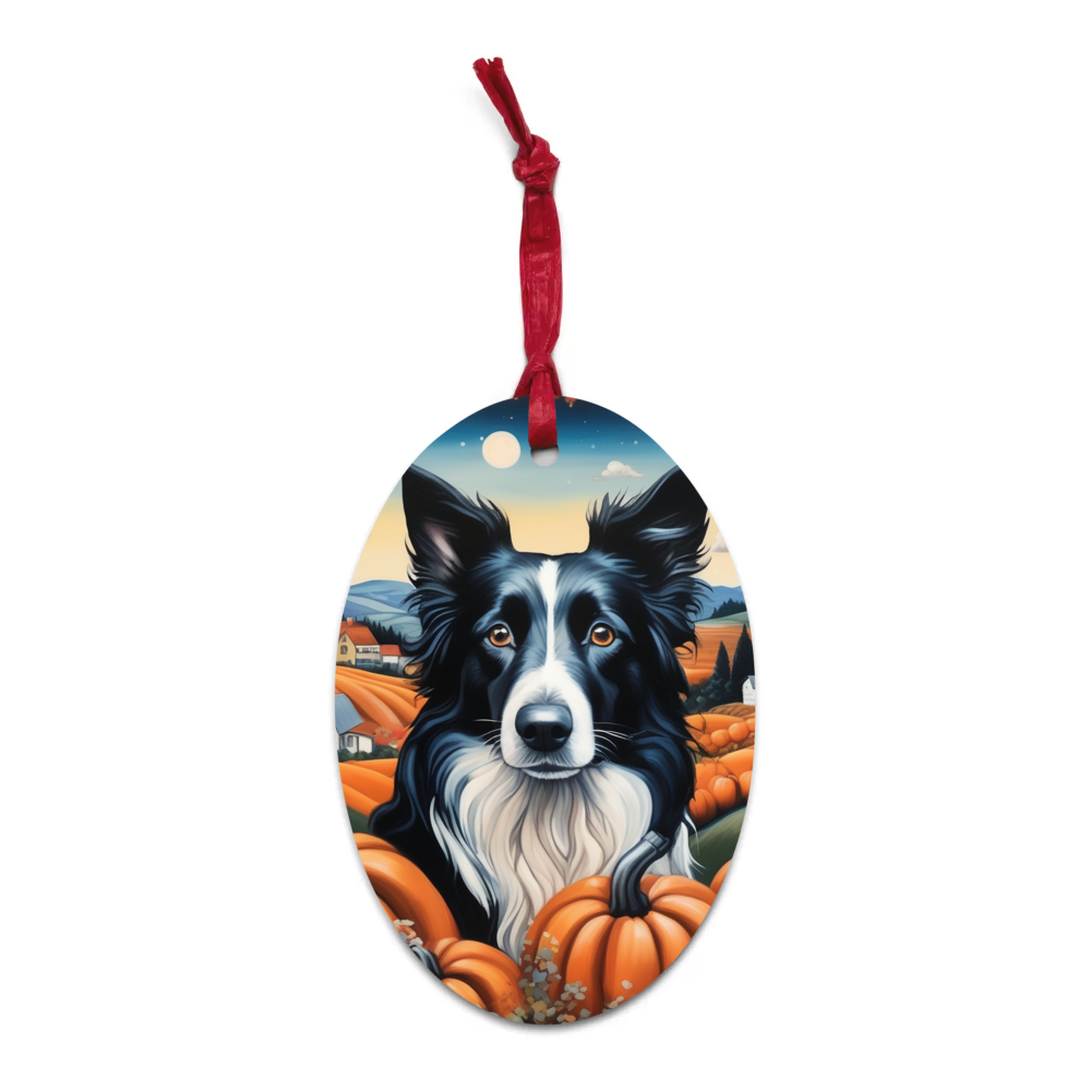 PugMug Custom Border Collie Wooden Ornament