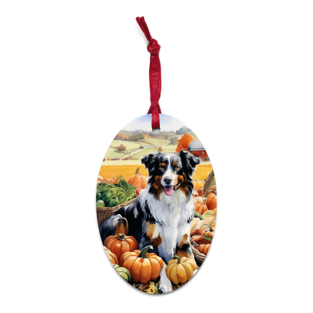 PugMug Custom Australian Shepherd Dog Wooden Ornament