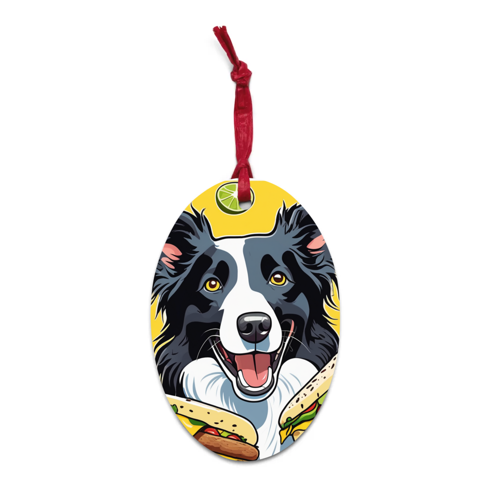 PugMug Custom Border Collie Wooden Ornament