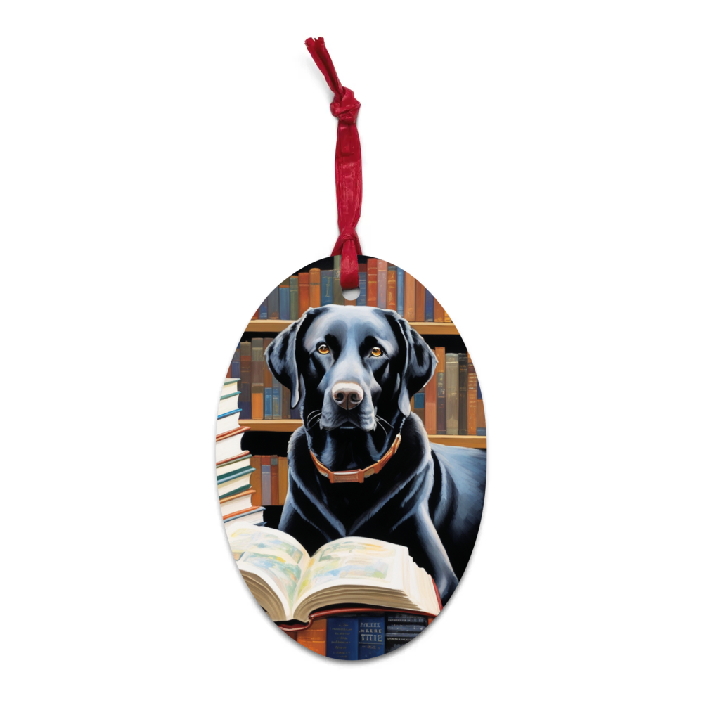 PugMug Custom Black Labrador Retriever Wooden Ornament