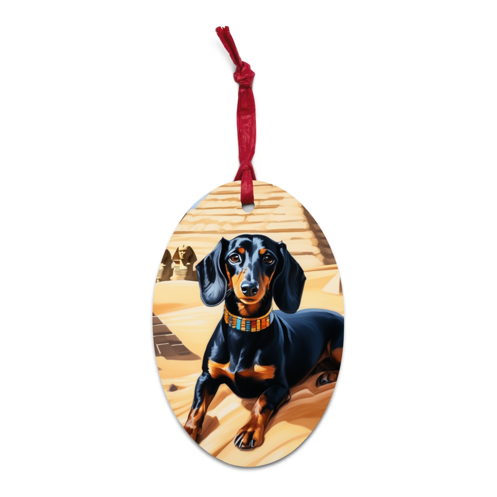 PugMug Custom Black Dachshund Wooden Ornament