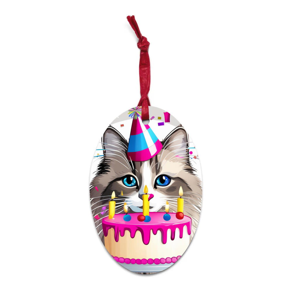 PugMug Custom Tabby Ragdoll Cat Wooden Ornament