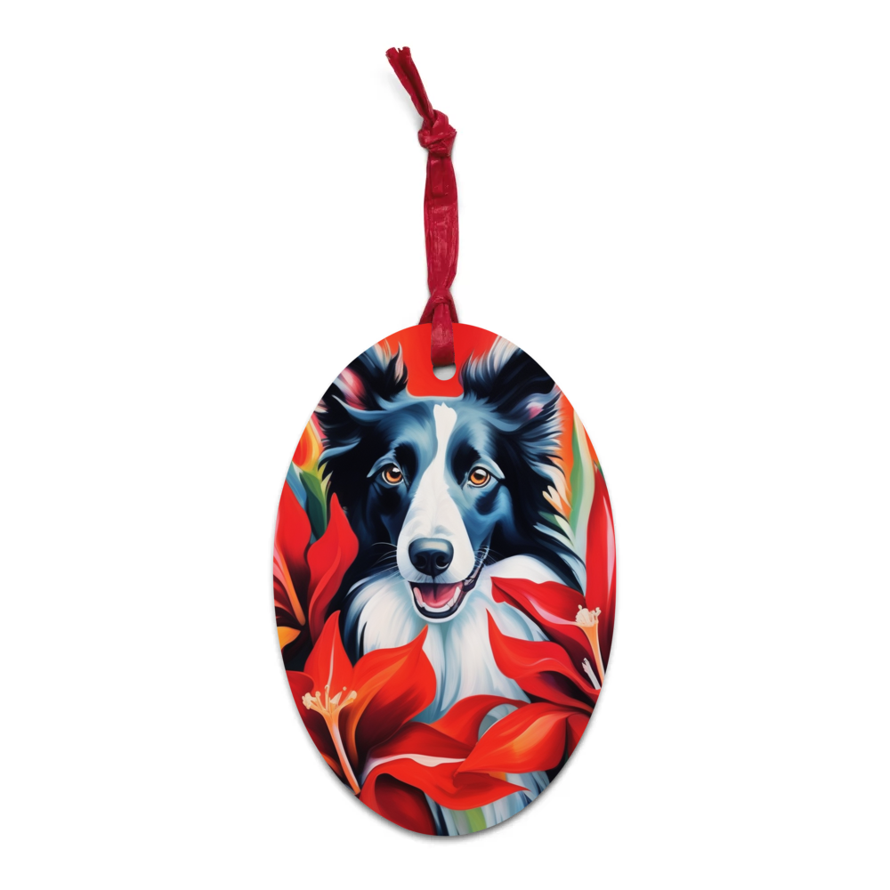 PugMug Custom Border Collie Wooden Ornament