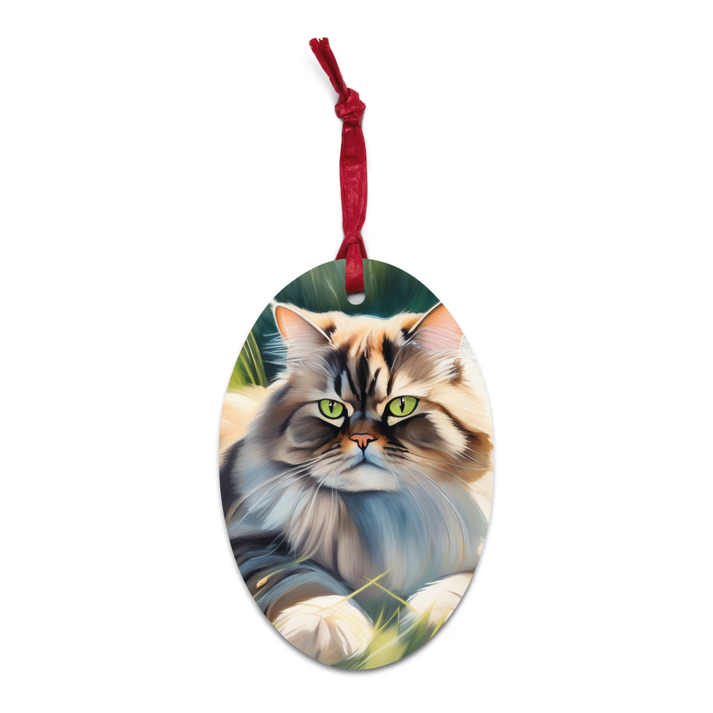 PugMug Custom Tabby Persian Cat Wooden Ornament
