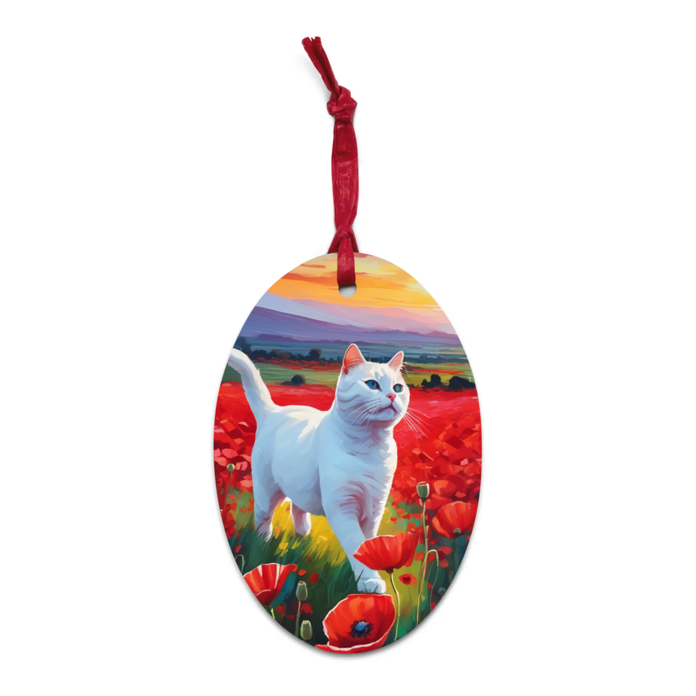 PugMug Custom White Companion Cat Wooden Ornament