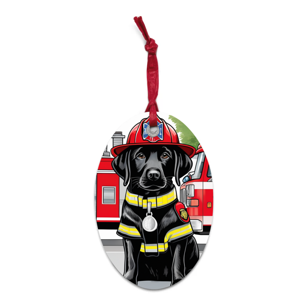 PugMug Custom Black Labrador Retriever Wooden Ornament