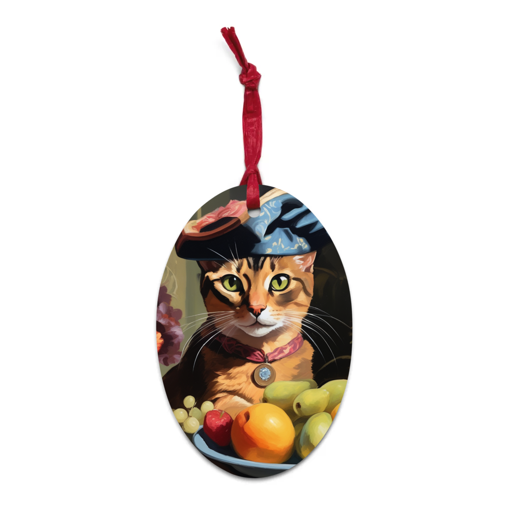 PugMug Custom Tabby Abyssinian Cat Wooden Ornament