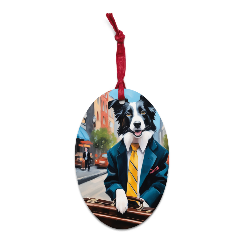 PugMug Custom Border Collie Wooden Ornament