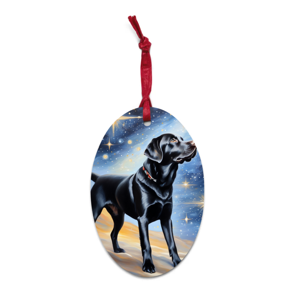 PugMug Custom Black Labrador Retriever Wooden Ornament