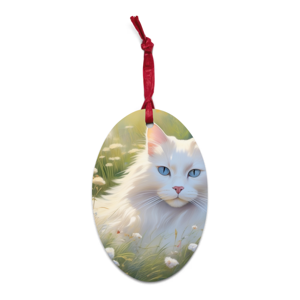 PugMug Custom White Ragdoll Cat Wooden Ornament