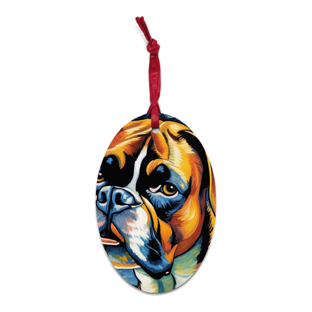 PugMug Custom Boxer Dog Wooden Ornament